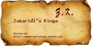 Zakariás Kinga névjegykártya