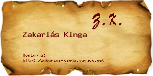 Zakariás Kinga névjegykártya